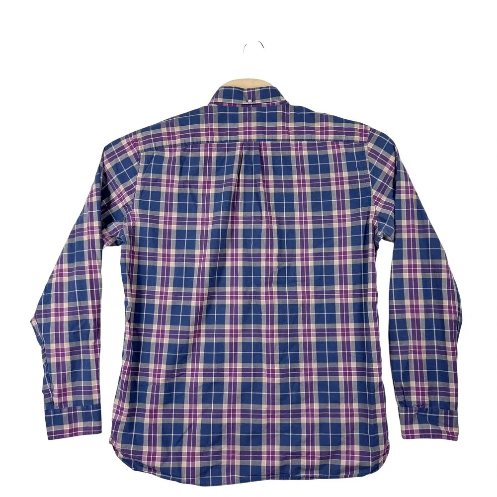 J Crew Mens Button Down Shirt Plaid Long Sleeve 2 Ply‎ Cotton Size L